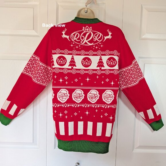 Revolt red/green/white Christmas Ugly Sweater, Sz S, Fits to 38" chest, Unworn - Picture 7 of 12
